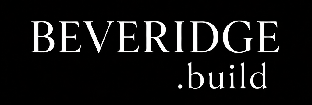 BEVERIDGE .build white text logo on black background